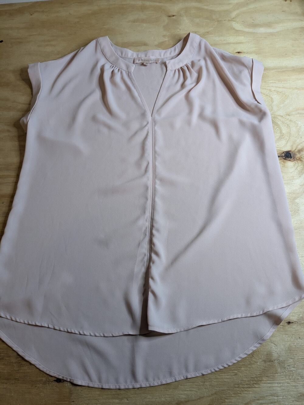 Philosophy Republic Clothing Womens Top Sz Medium Pink Sleeveless Blouse High Lo
